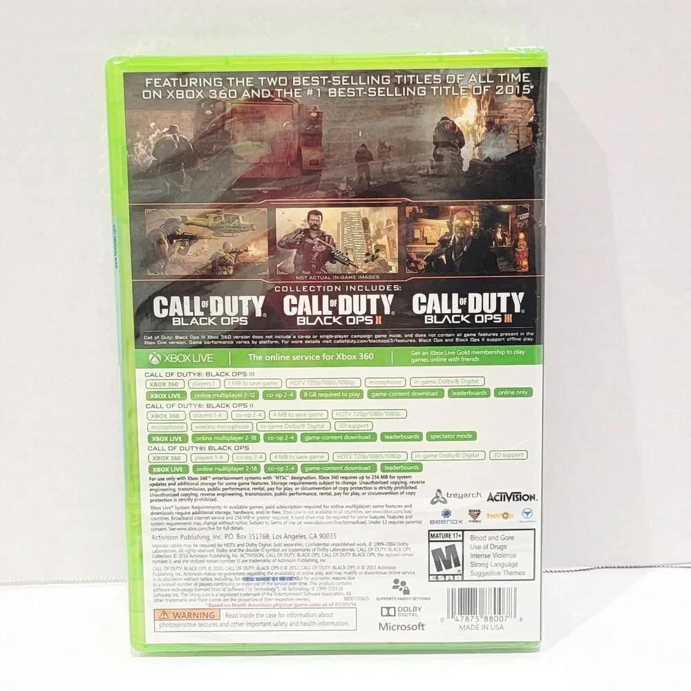 Microsoft Xbox 360 Call of Duty Black Ops Collection 1 2 3 Factory Sealed 2016